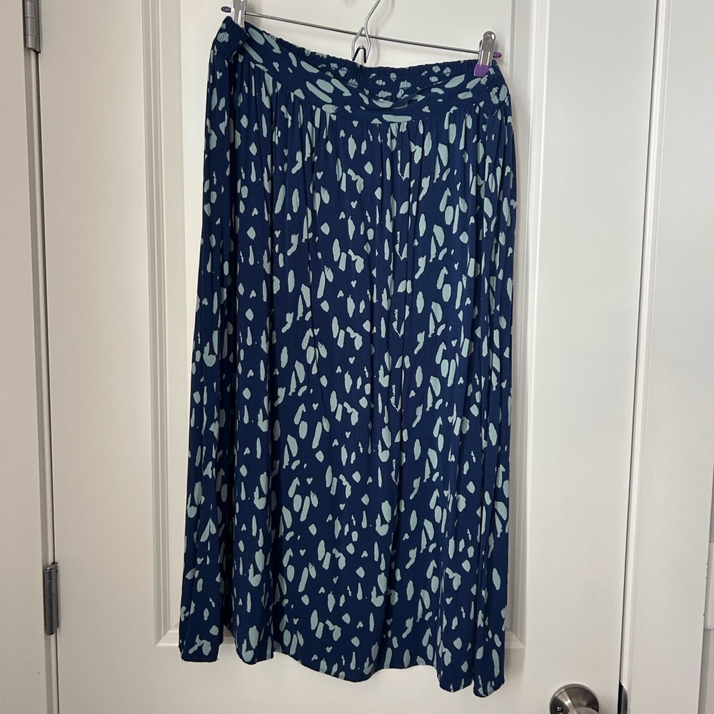 Nine West XL Navy and Light Blue A-Line Skirt